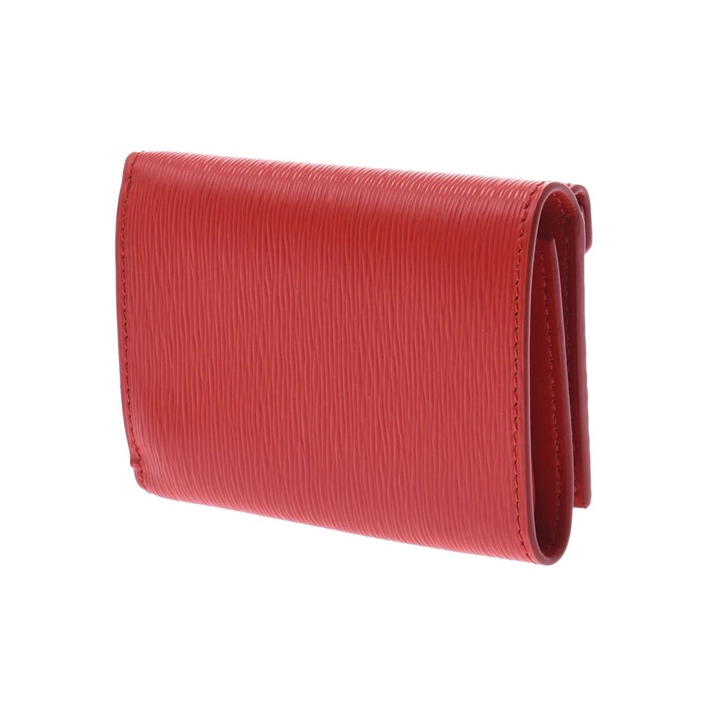 Prada Compact Red Leather Tri Wallet fold Red